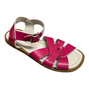 Salt Water Hoy Girl’s Hot Pink Patent Leather Flat Strappy Sandals Size 12
